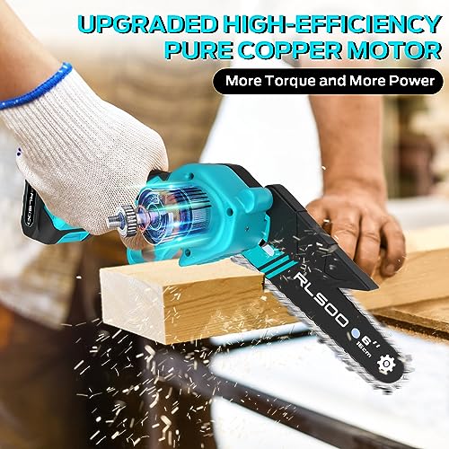 6 Inch Cordless Electric Chainsaw with 2 Batteries and 3 Chains W2995