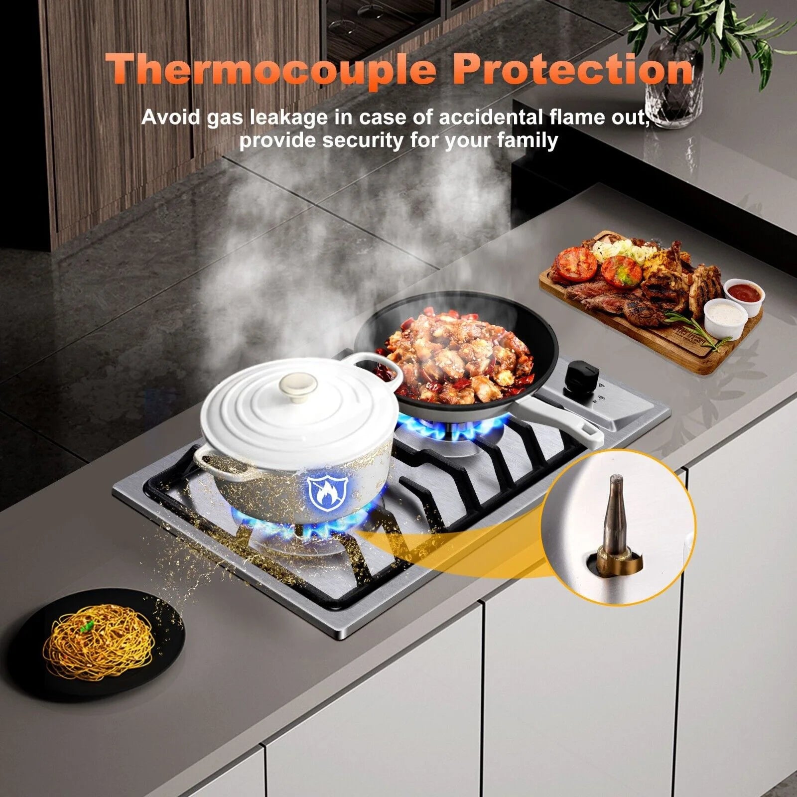 2-Burner 12 inch Stainless Steel Gas Cooktop E7961