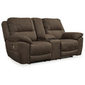 Brown Faux Leather Power Reclining Loveseat P204