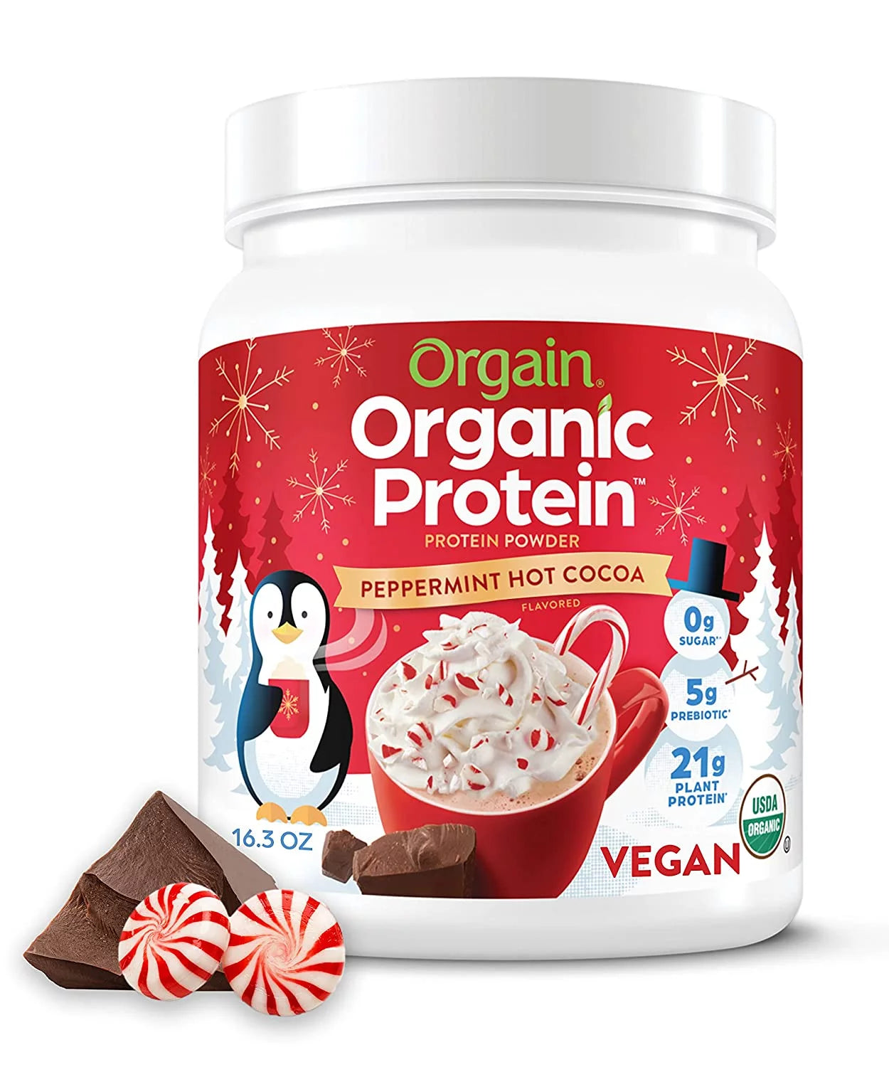 Peppermint Hot Cocoa Organic Plant Based Protein Powder, 1.02 Lb L76947