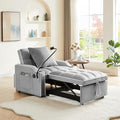 Grey Velvet Convertible Sleeper Sofa Chair Bed Z826