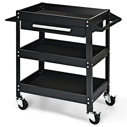3 Tier Rolling Tool Cart with Storage Drawer G58573