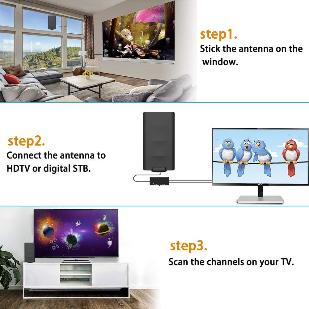 Digital TV Antenna with Built-in Amplifier, 33FT Coax Cable Z32309