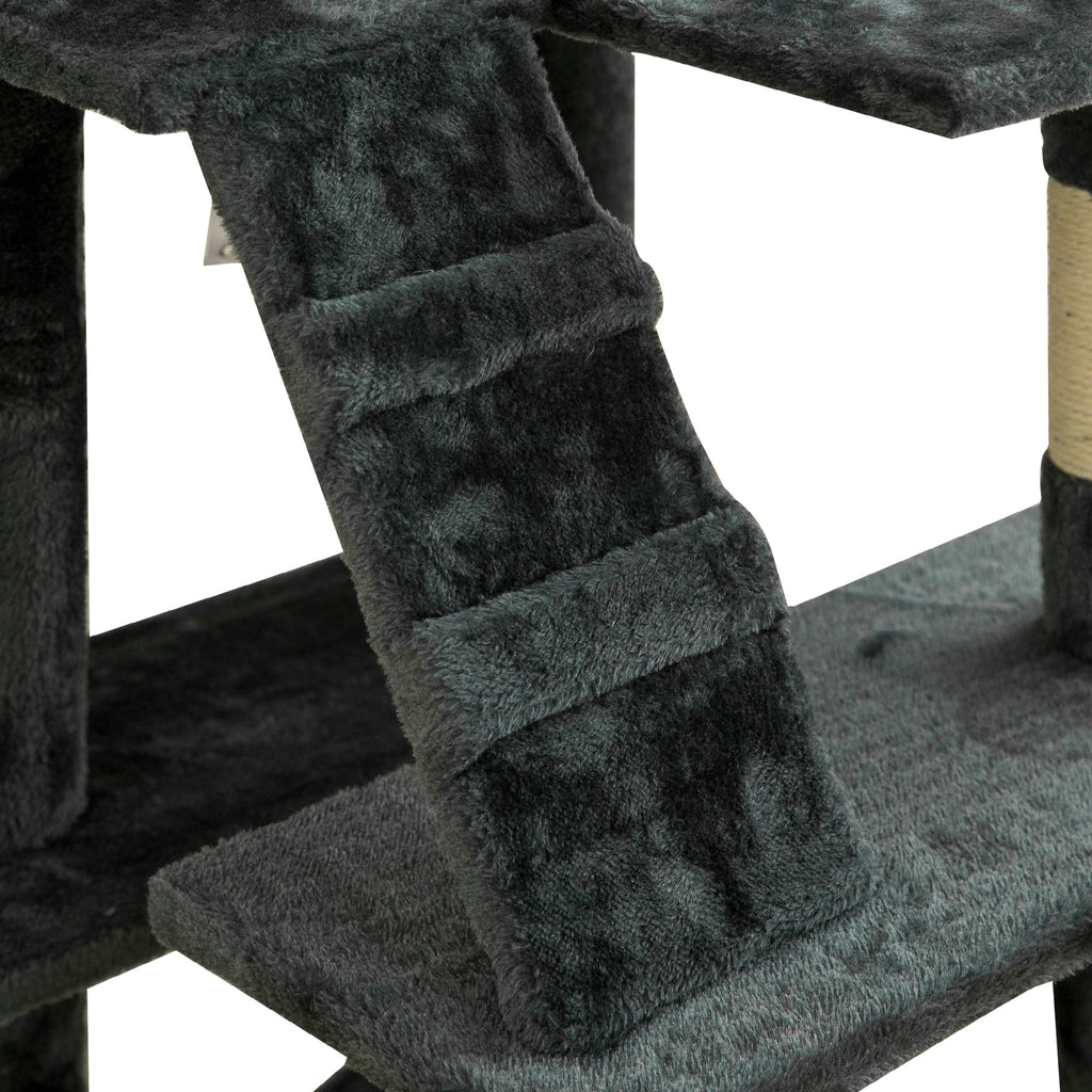 63.8-in Dark Gray Cat Tree with Condo and Scratching Post G184088