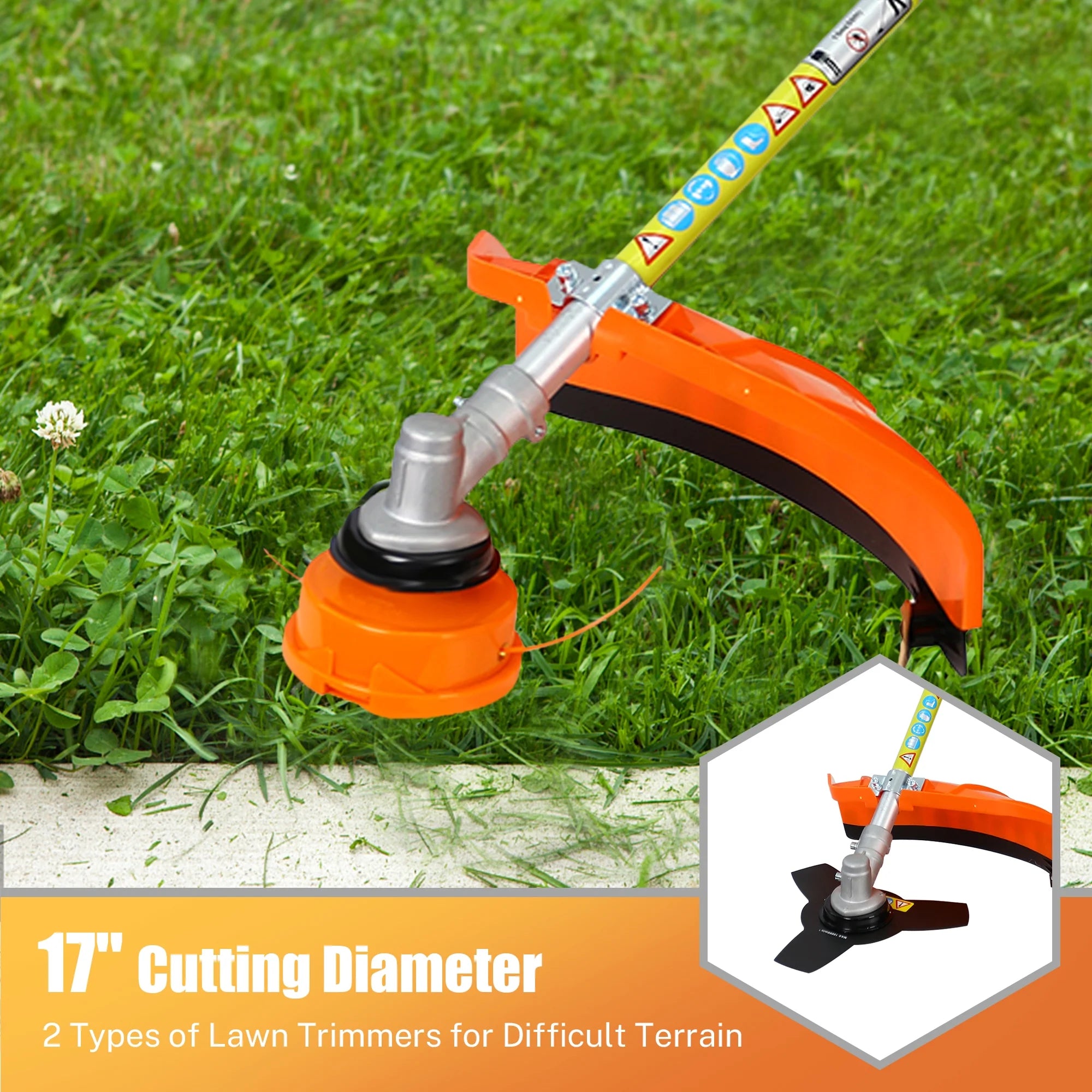 Orange 52CC 2-Cycle Gas Grass Trimmer with Hedge Trimmer Attachment P73432