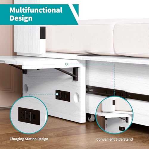 Queen Cabinet Cube Chest Bed with Tri-fold Mattress Y422