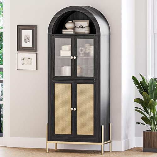 White Lotus 65.5 Inches Tall Storage Cabinet with Doors and Adjustable Shelves Q953