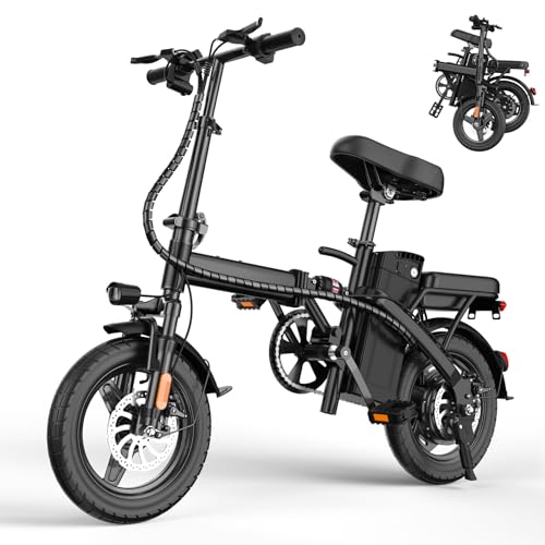 E14 Electric Bike 500W Motor, Folding Ebike 14" 48V 13Ah Removable Battery L300