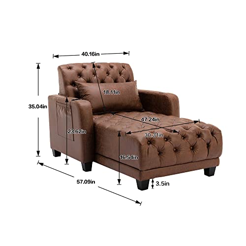 Dark Grey Oversized Polyester Chaise Lounger Sofa Bed V905
