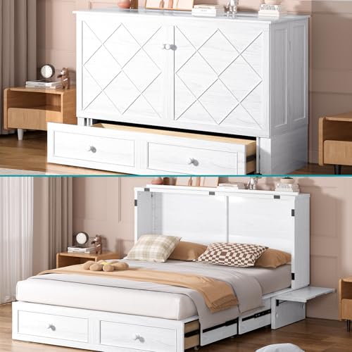 Queen Cabinet Cube Chest Bed with Tri-fold Mattress Y422