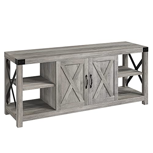 60 Inch TV Stand with Storage and Adjustable Shelves (Grey) J2017