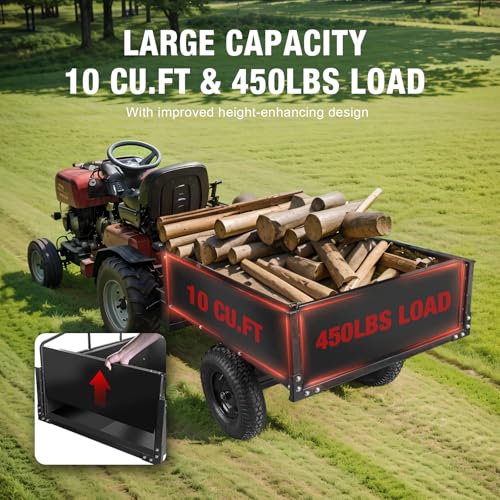Heavy Duty Steel Dump Cart, 450lbs, 10 cu.ft Capacity W1005