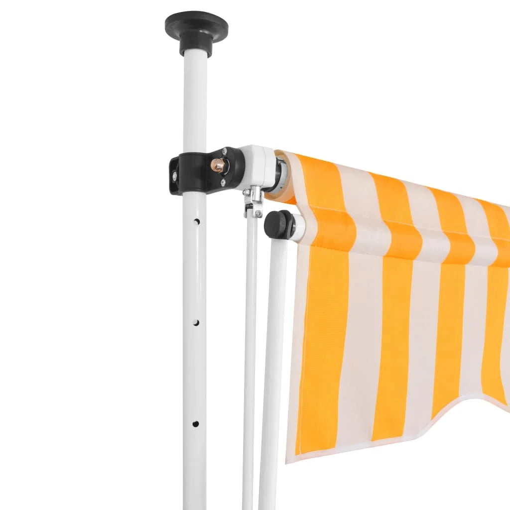 Manual Retractable Awning 118.1" Yellow and White Stripes M160075