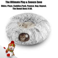 Grey Plush Cat Tunnel with Cat Bed L163