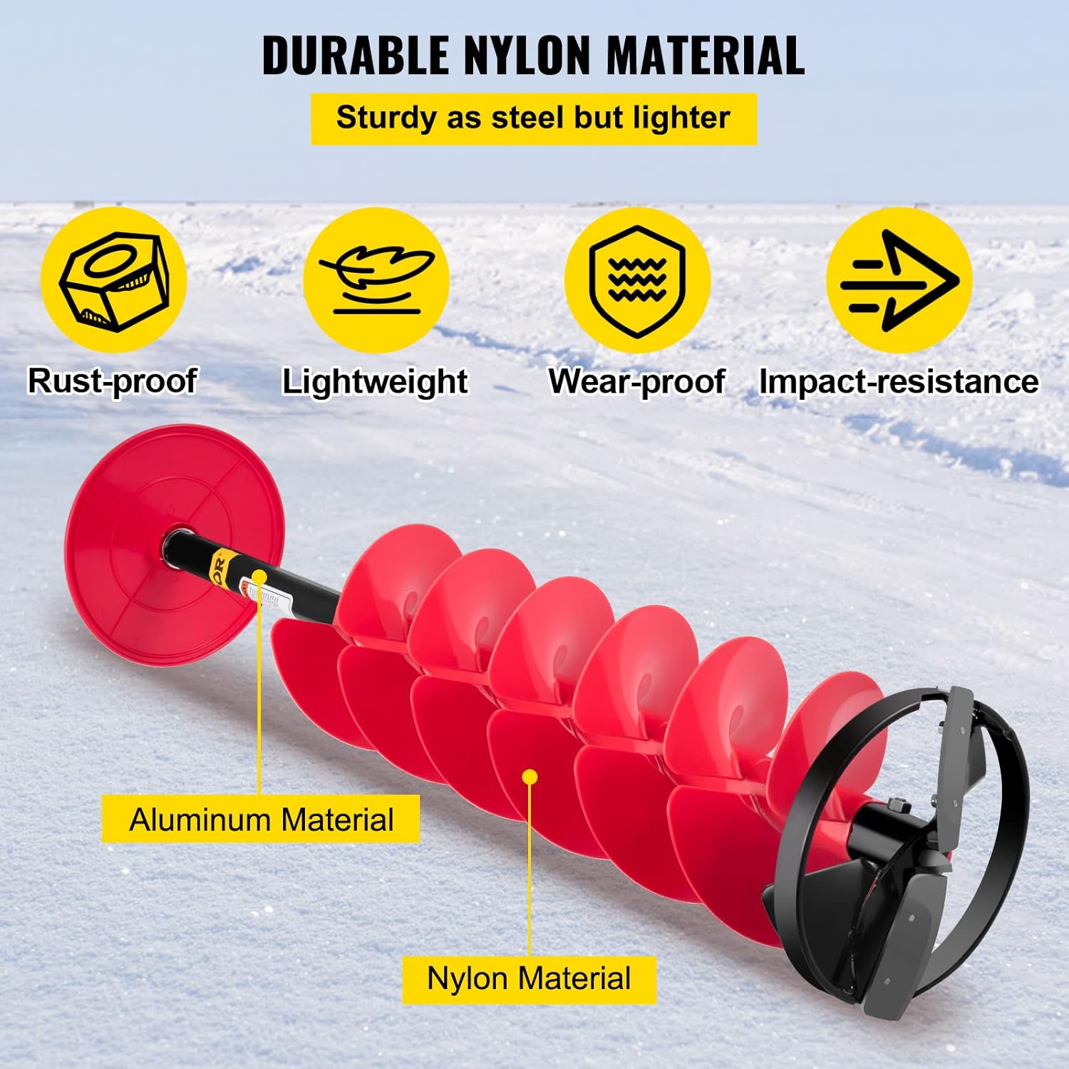 8'' Diameter Nylon Ice Auger with Adjustable Extension Rod G95083