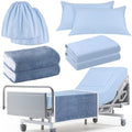 4 Pcs Hospital Bed Sheets Set, Soft Knitted Standard Sheets, Blue O75514
