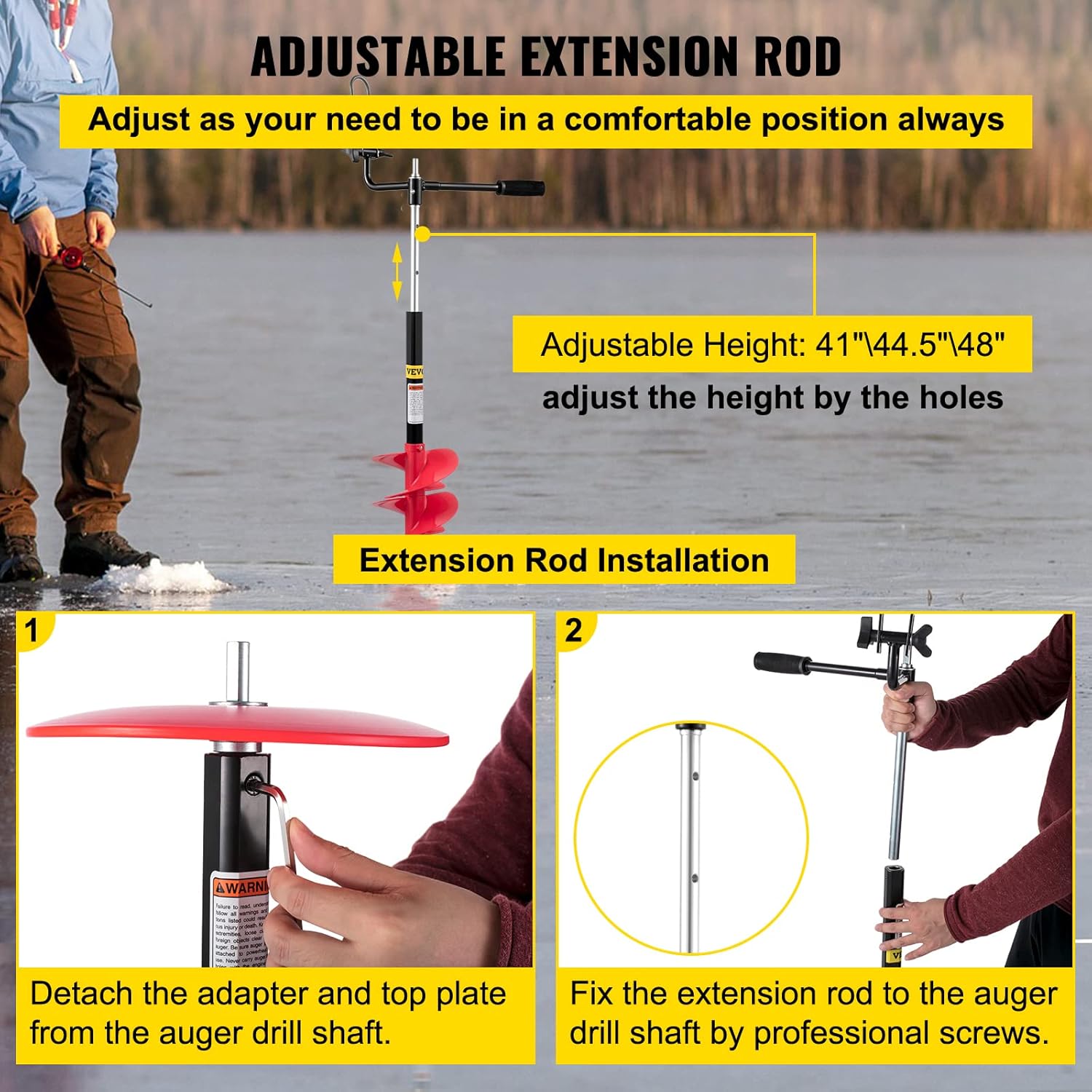 8'' Diameter Nylon Ice Auger with Adjustable Extension Rod G95083