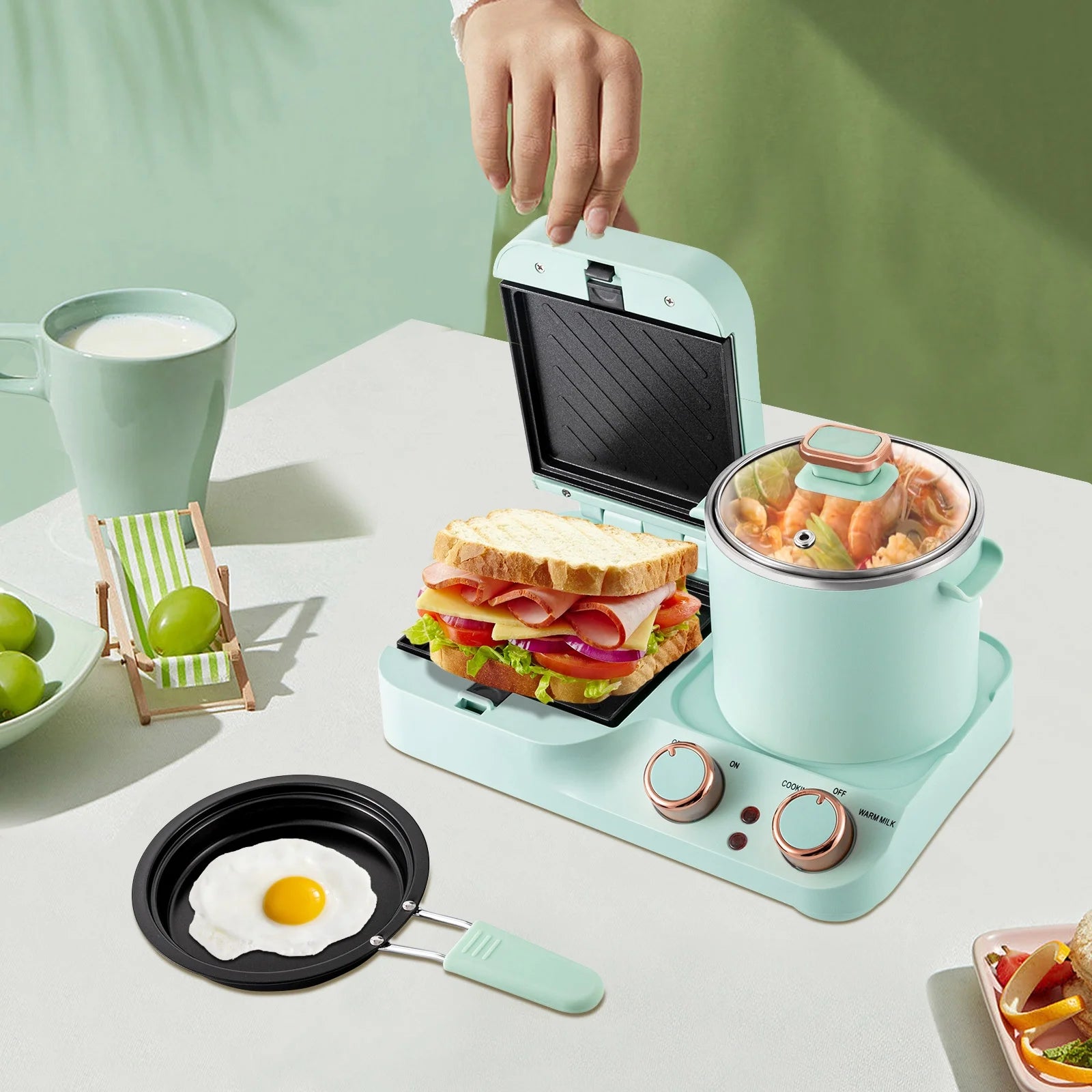 3 in 1 Breakfast Maker Machine with Non-stick Coating Plate X783