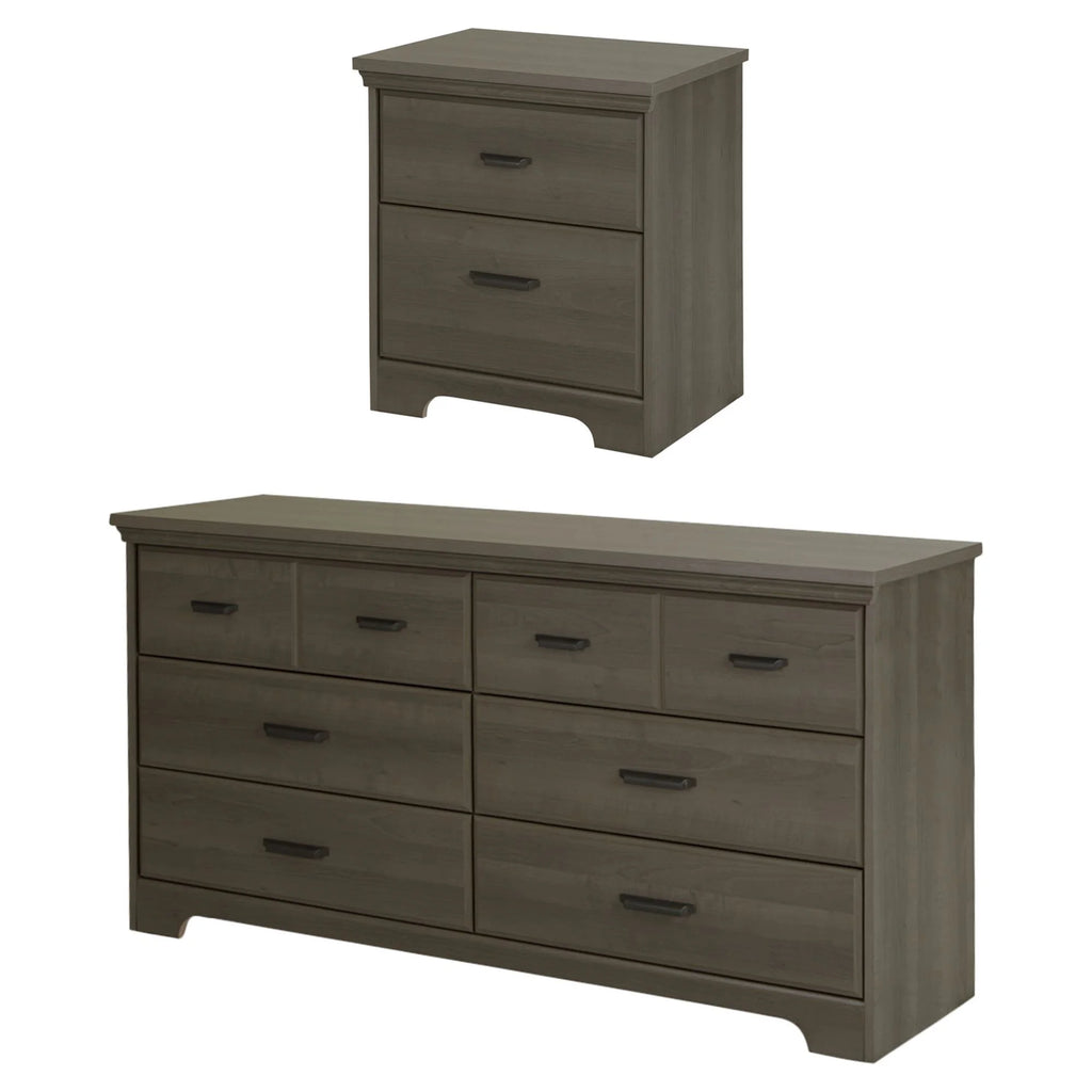 Gray 6-Drawer Double Dresser and 2-Drawer Nightstand J4538