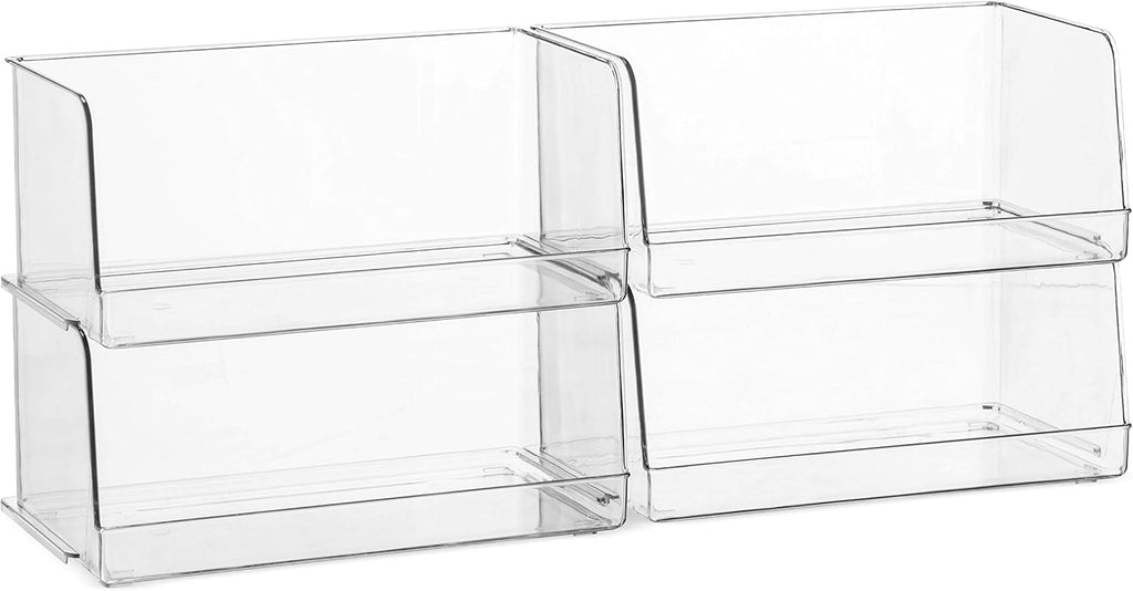 Set Of 4 Clear Plastic Stackable Food Storage Bins D563