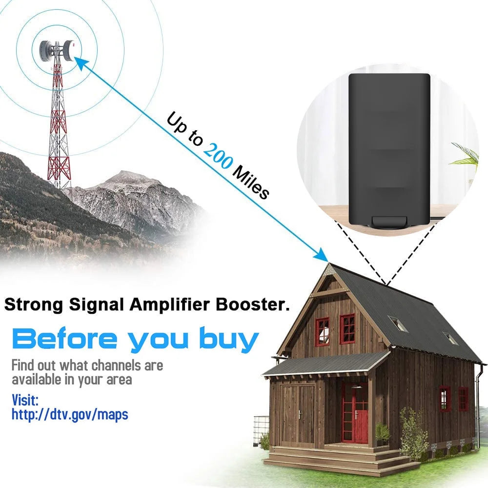 Digital TV Antenna with Built-in Amplifier, 33FT Coax Cable Z32309