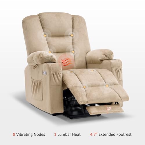 Small Power Lift Recliner Chair with Massage and Heat, Fabric, Brown Q215307