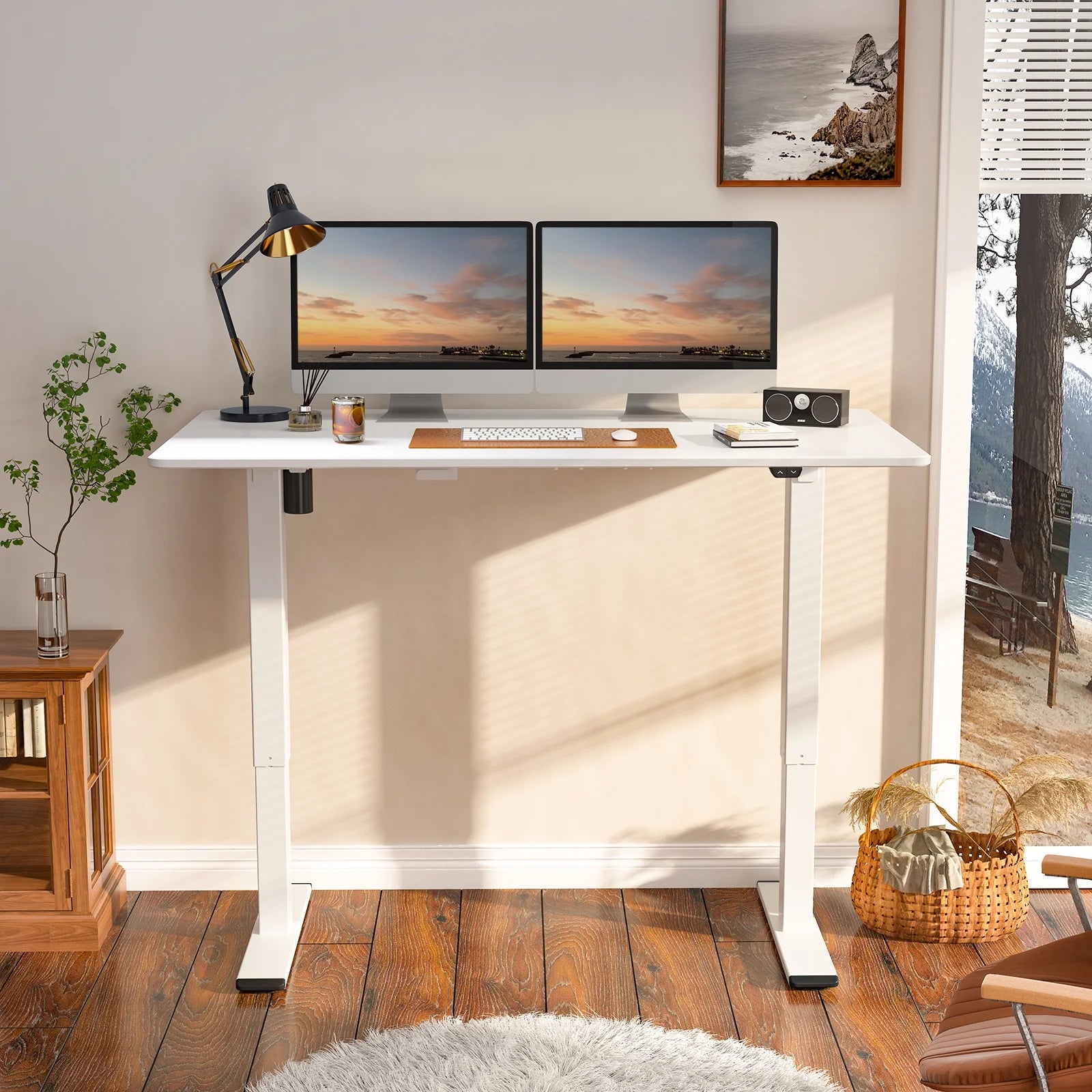 White Electric Height Adjustable Desk U555