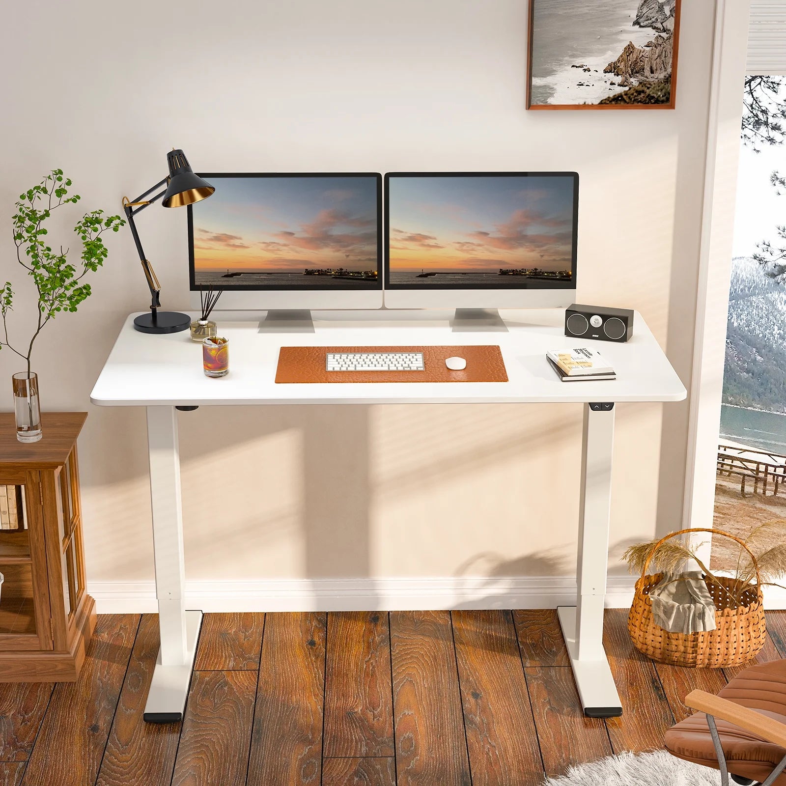 White Electric Height Adjustable Desk U555