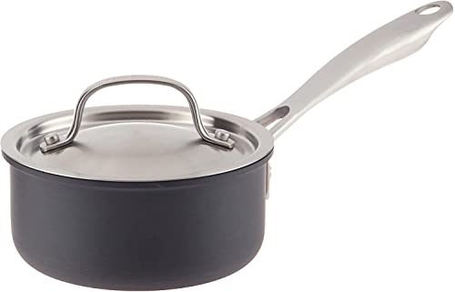 Black/Stainless Hard-Anodized Nonstick 1-Quart Saucepan with Cover A26286