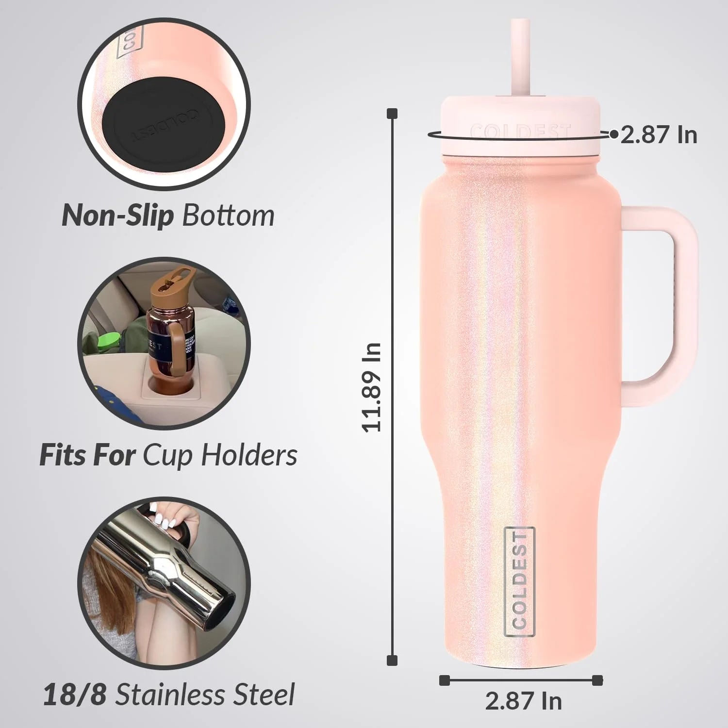 36 oz Insulated Stainless Steel Tumbler with Handle and Straw Lid U30121