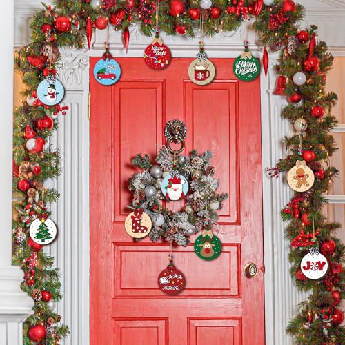 12 Styles Unfinished Wooden Christmas Ornaments Kit with Paint Pens K235916