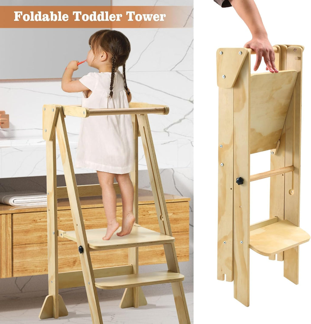 Folding Wooden Toddler Step Stool Q655769