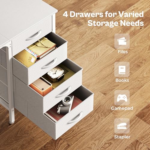 Rustic Brown 55 Inch Computer Desk with 4 Drawers and Mesh Shelf J565