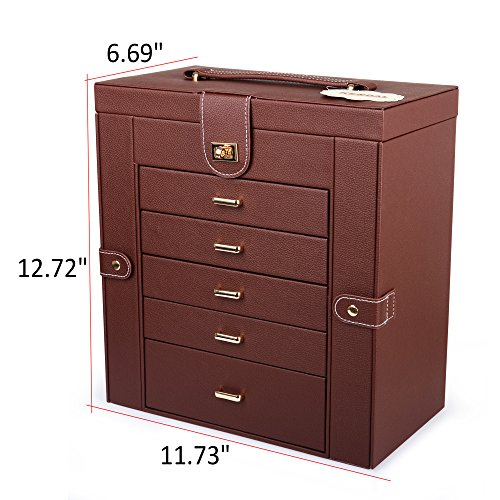 Extra Large 6 Tier 5 Drawers Jewelry Box with Mirror P918687