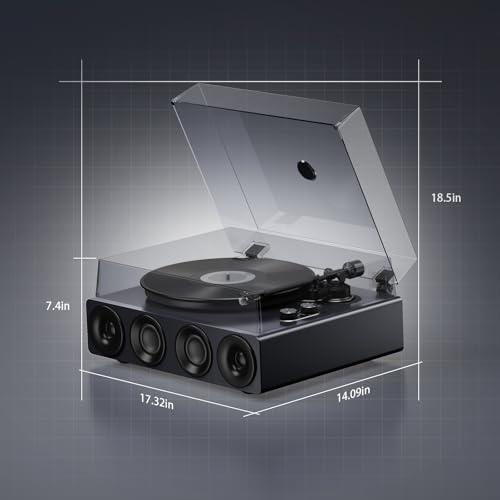Piano Lacquer Grey Belt Drive 2-Speed Turntable with Built in Speakers C724