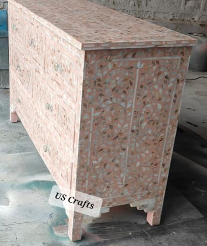 Pink Gray Hand Painted Wooden Chest of Drawers E3906
