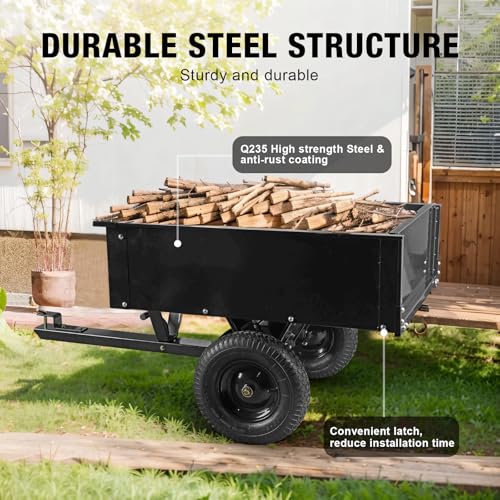 Heavy Duty Steel Dump Cart, 450lbs, 10 cu.ft Capacity W1005