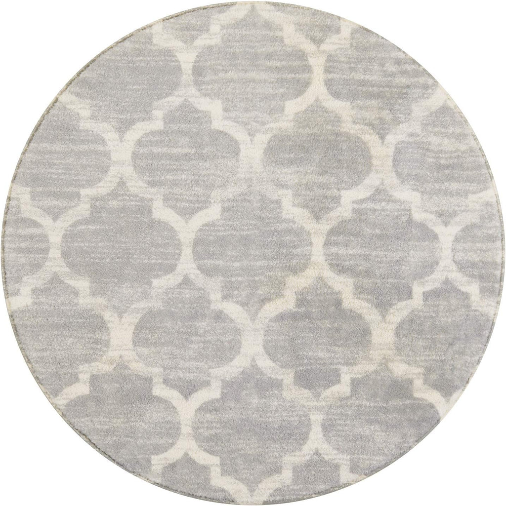 Round Faux Wool Non-Slip Area Rug 3' Diameter Gray T64934