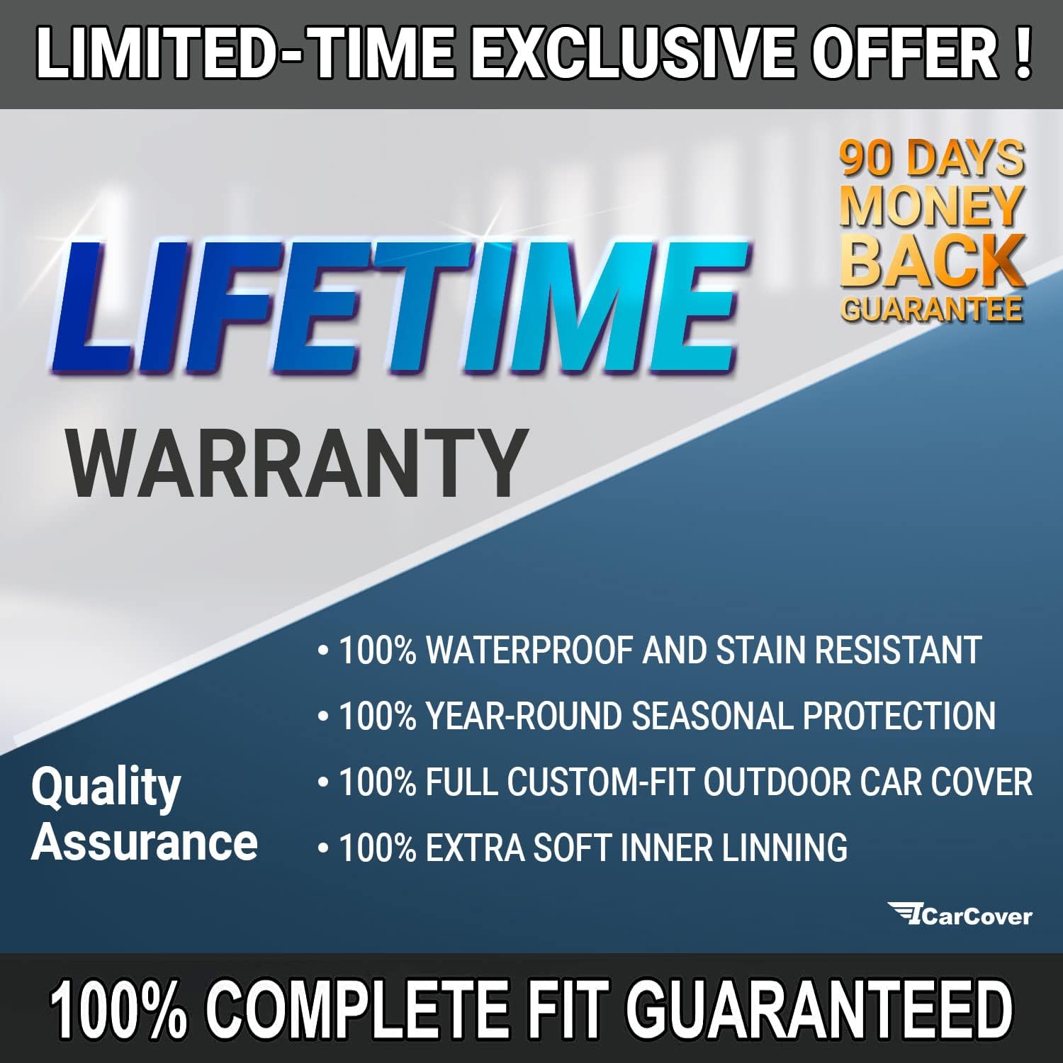 Premium Full Car Cover Waterproof All Weather Resistant Custom Outdoor Indoor Sun Snow Storm Protection Form-Fit Padded Cover with Straps A5870