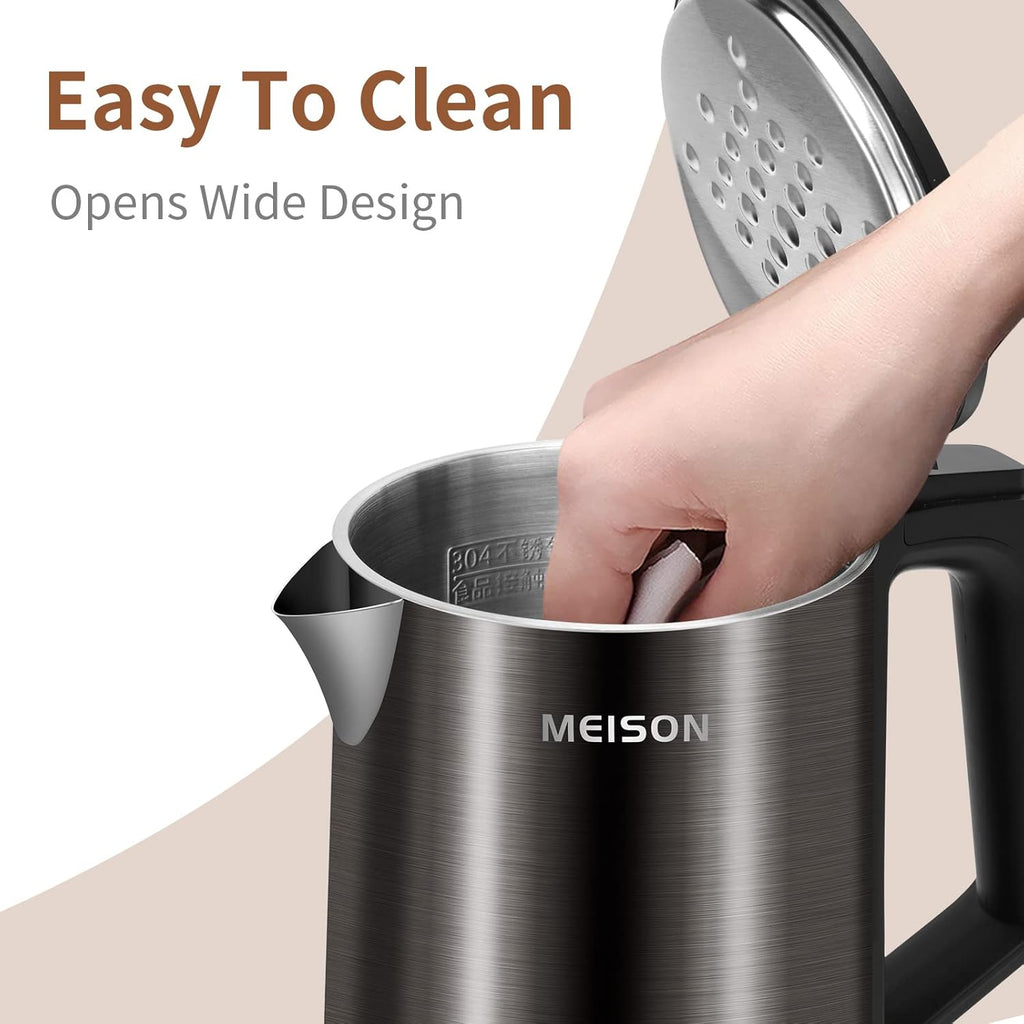 Blue 1.0L Double Wall Stainless Steel Electric Kettle X403535
