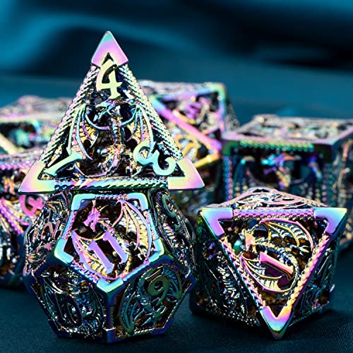 7 PCS Silver Polyhedral Metal Dice Set H1514