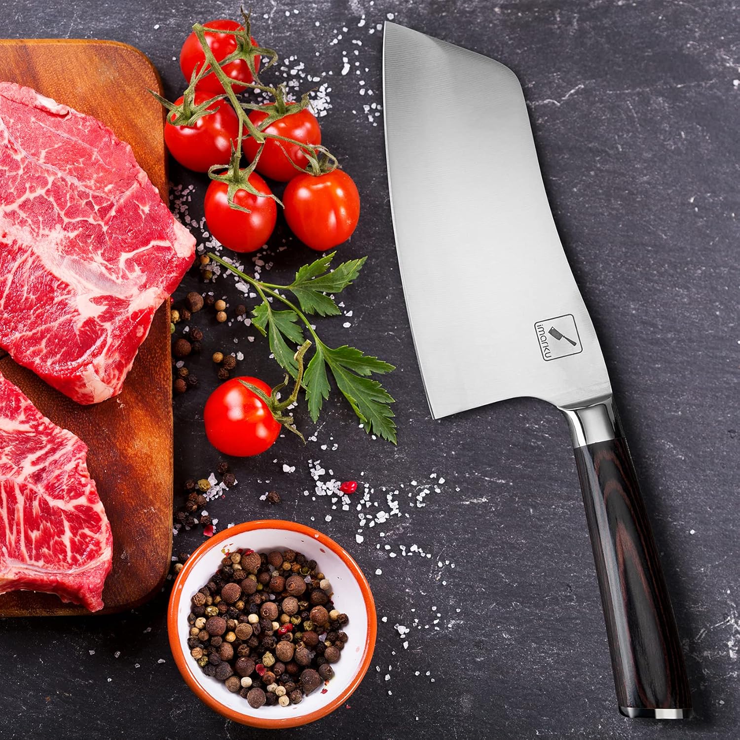 7 inch High Carbon Steel Santoku Knife and Cleaver R8031