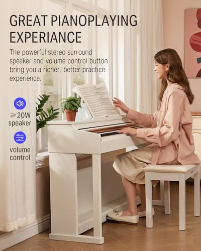 White Weighted Action Digital Piano with Furniture Stand G944