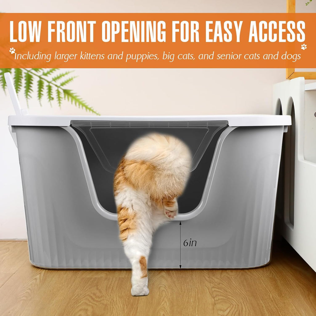 Extra Large Enclosed Cat Litter Box with Scoop Front Entry G82870