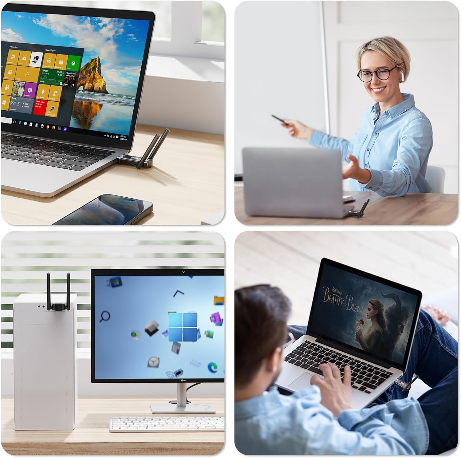 AC1300Mbps Dual Band USB 3.0 WiFi Adapter with 2.4GHz/5GHz and Dual 5dBi Antennas R24577