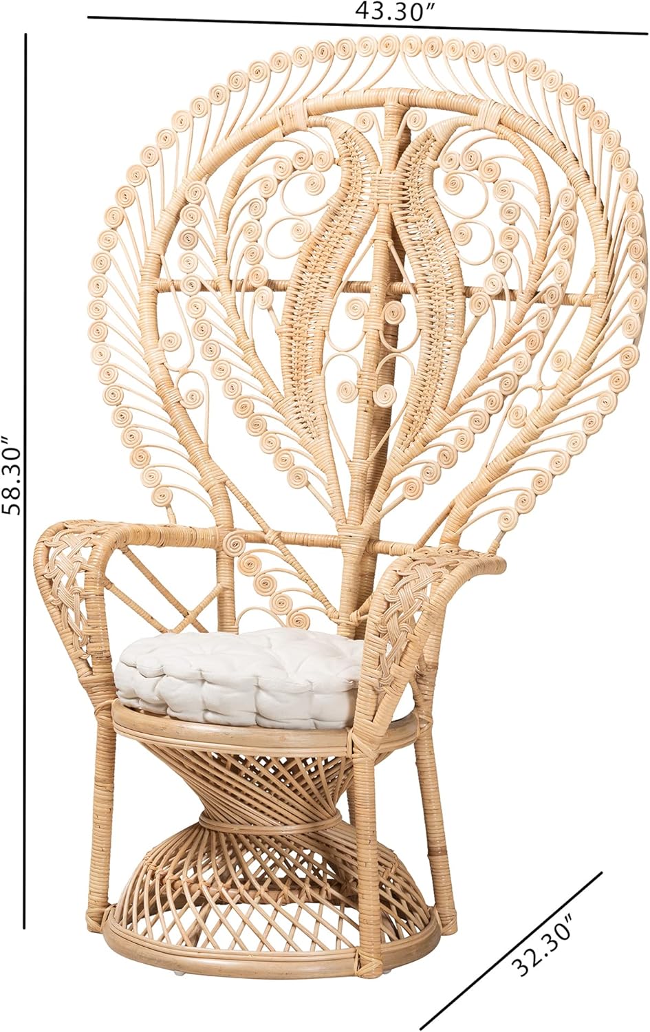 Oversized Natural Rattan Peacock Chair X205780