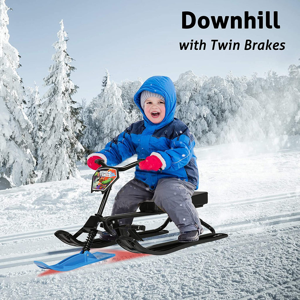 Snow Racer Sled with Steering Wheel and Twin Brakes J39441