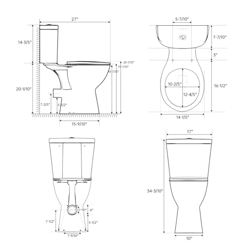 Rear Outlet Toilet With 19 Inch Tall Toilet Bowl & Tank L11408
