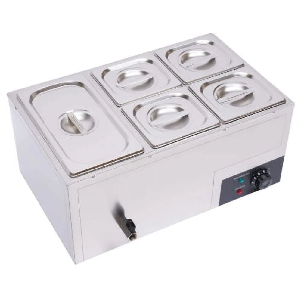 600W Stainless Steel Electric Food Warmer with 5 Pans J921