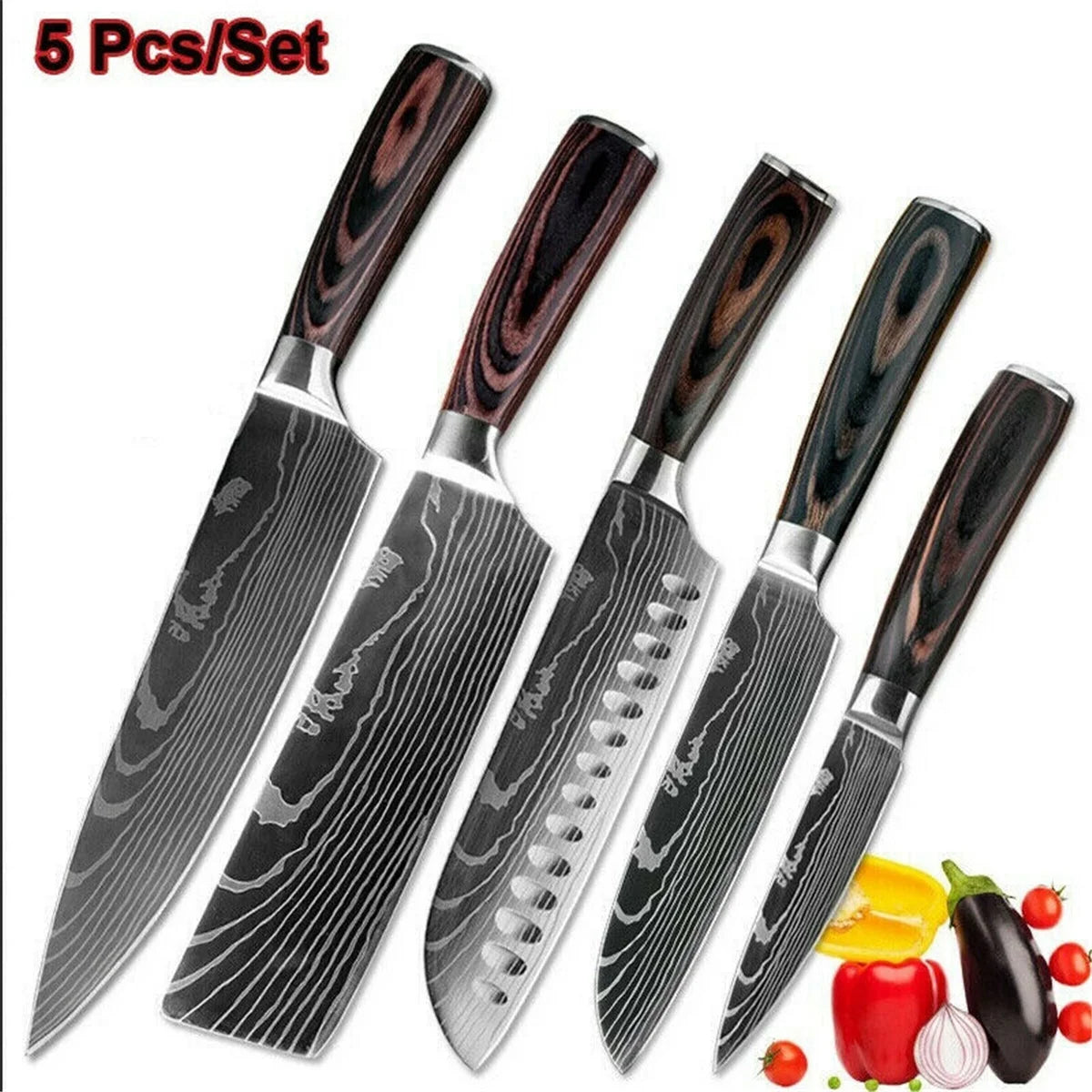 5 PCS Kitchen Knife Boxed Set with Sheaths O5476
